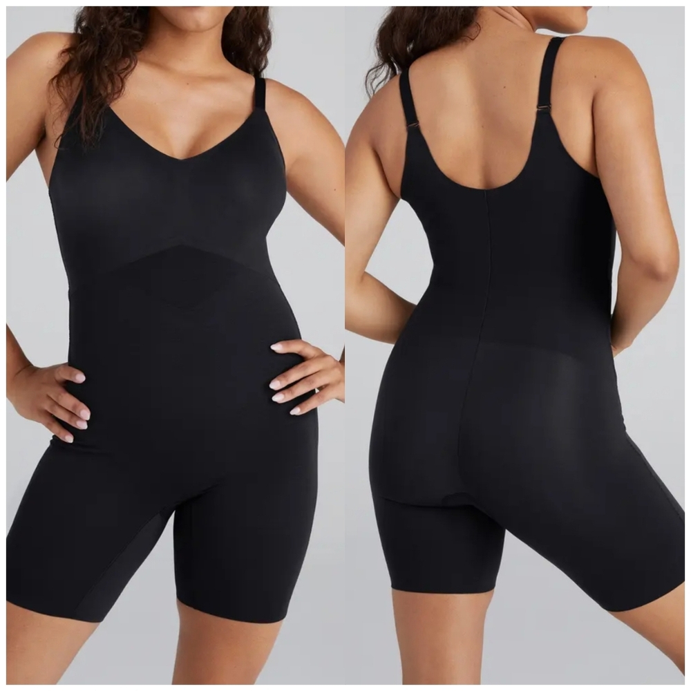 NWT Honeylove SuperPower Mid Thigh Black Bodysuit